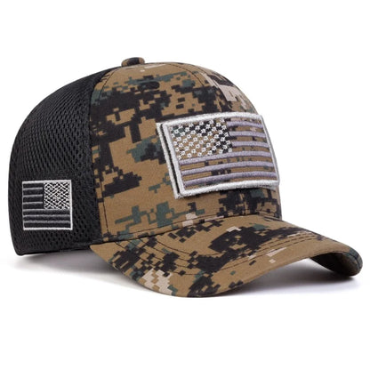 Unisex Adjustable American Flag Embroidery Camouflage Baseball Cap