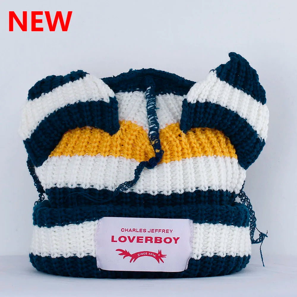 Winter Skullies Hat Unisex Cat Ear Hat Warm Crochet Knitted Hat Costume Beanie Hat
