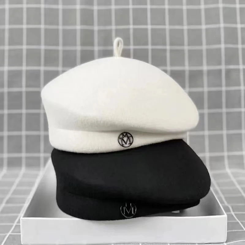 Classic Ladies Beret Hat Fancy Wool Felt Hat Warmer Winter Hat Cap
