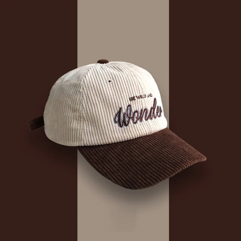 Corduroy Hat Wonder Embroidery Patchwork Colours Baseball Cap Korean for Women Fashion Visor Cap for Men