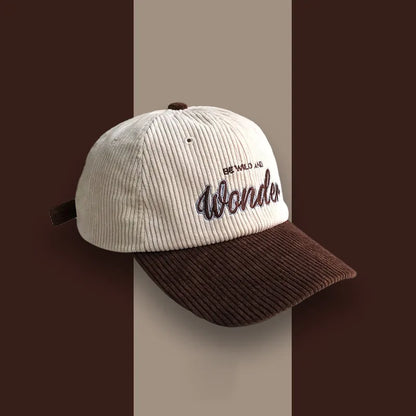 Corduroy Hat Wonder Embroidery Patchwork Colours Baseball Cap Korean for Women Fashion Visor Cap for Men
