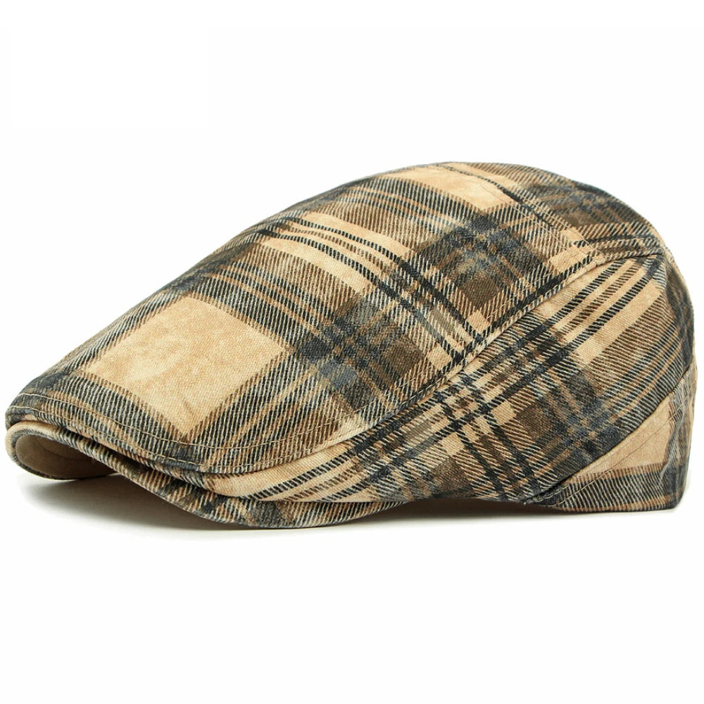 Men Women Vintage Plaid Artist Painter Beret Hat