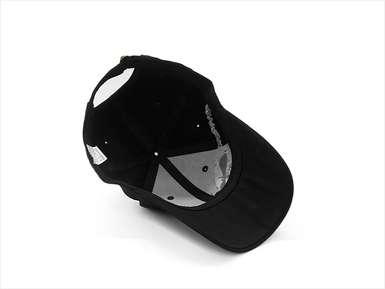 Embroidered Skull Cap For Men Cotton Sports Baseball Caps Fashion Black Pattern