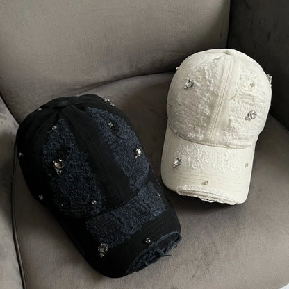 Rhinestone Distressed Baseball Cap