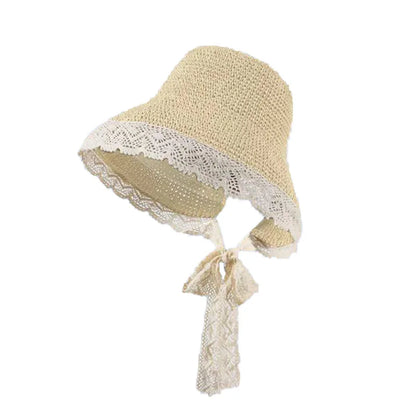 Women's Summer Lace Trim Straw Hat