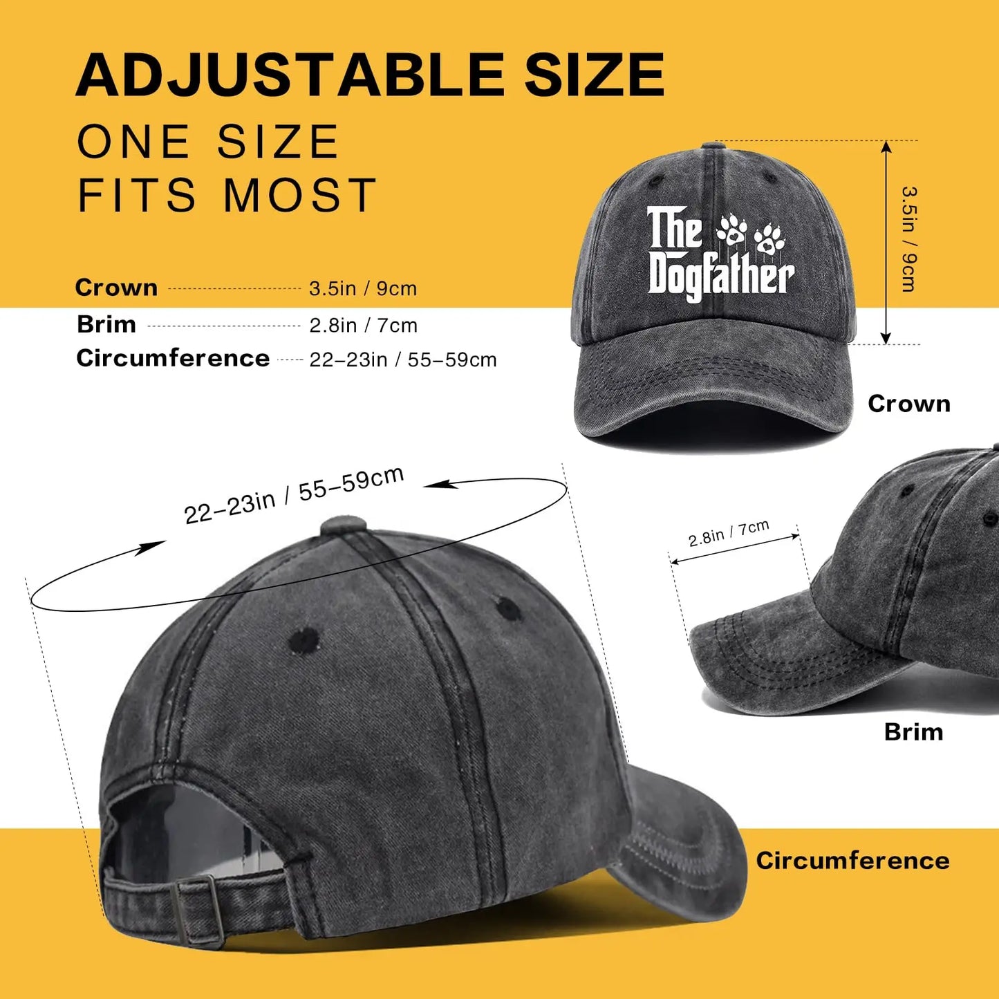 The Dogfather Funny Hats Dog Dad Baseball Cap