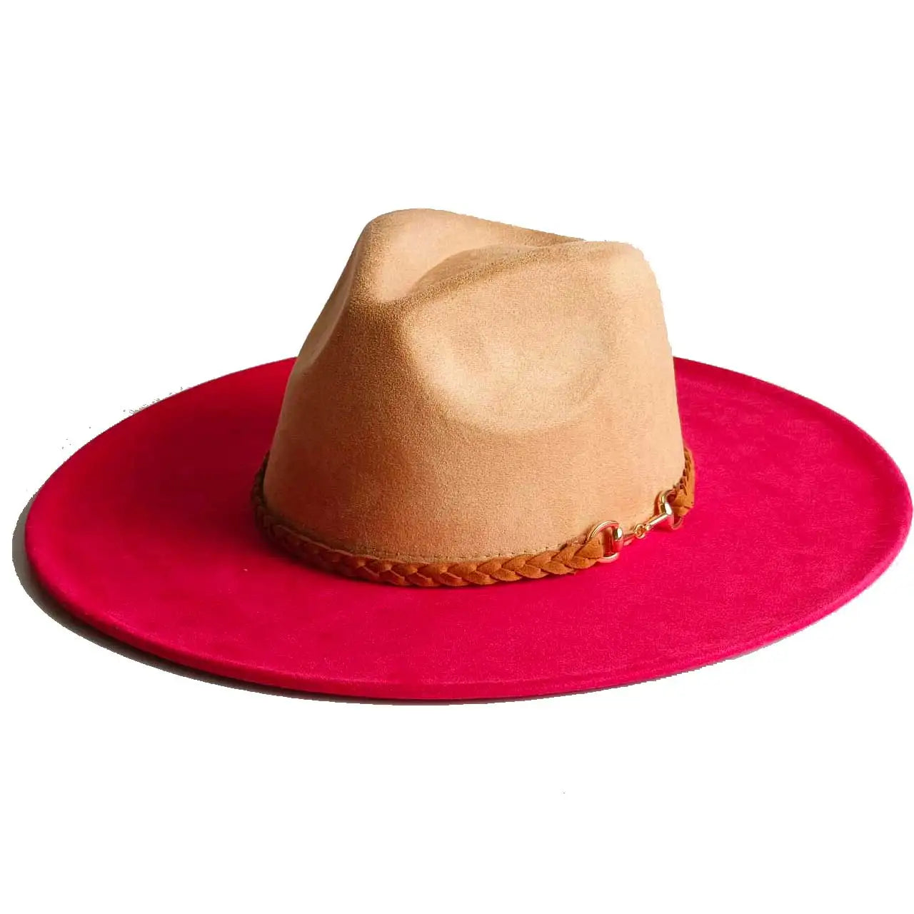 Vegan Suede Hat Teardrop Shape 9.5cm Wide Brim Fedora Hat Men's And Women's