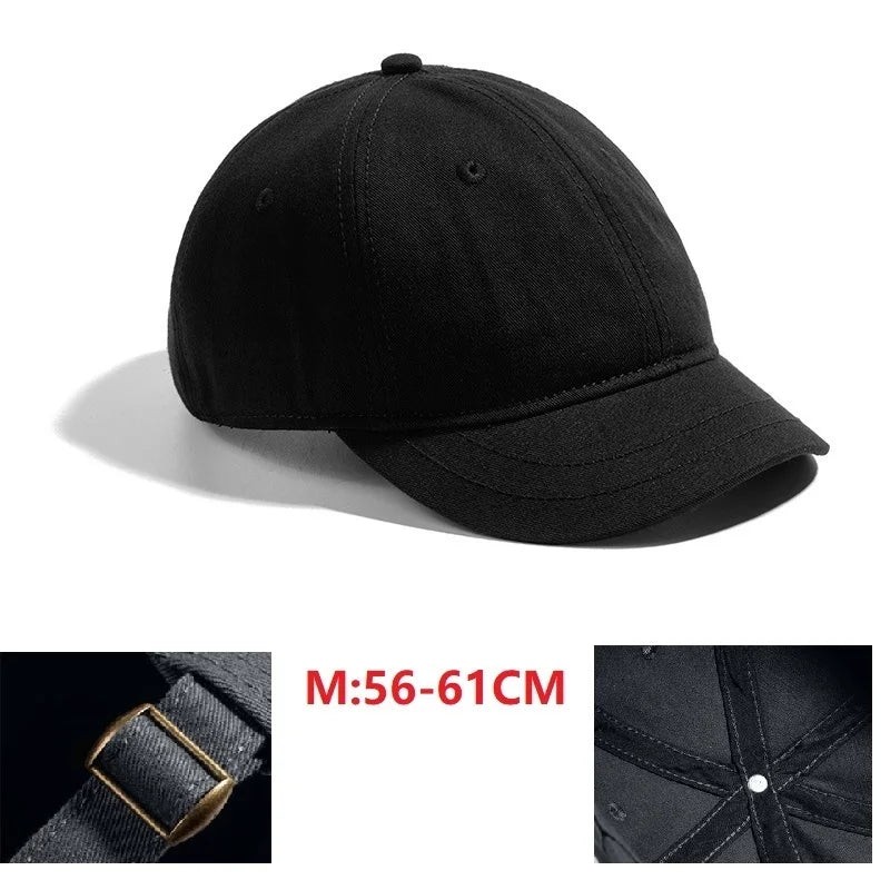 Men's Short Brim Baseball Cap Casual Solid Corduroy Soft Top Cap