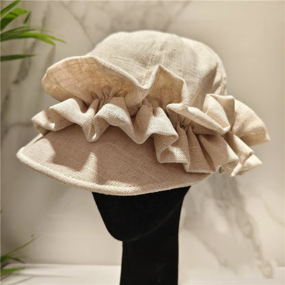 Japan Linen Fabric Women's Beret Hat Summer Vintage