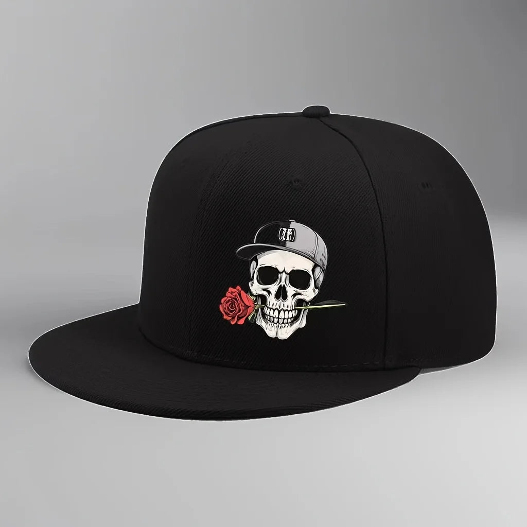 Unisex Skull And Rose Print Hip Hop Baseball Cap For Men And Women Adjustable