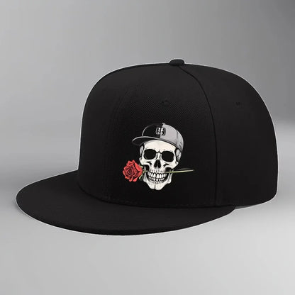 Unisex Skull And Rose Print Hip Hop Baseball Cap For Men And Women Adjustable