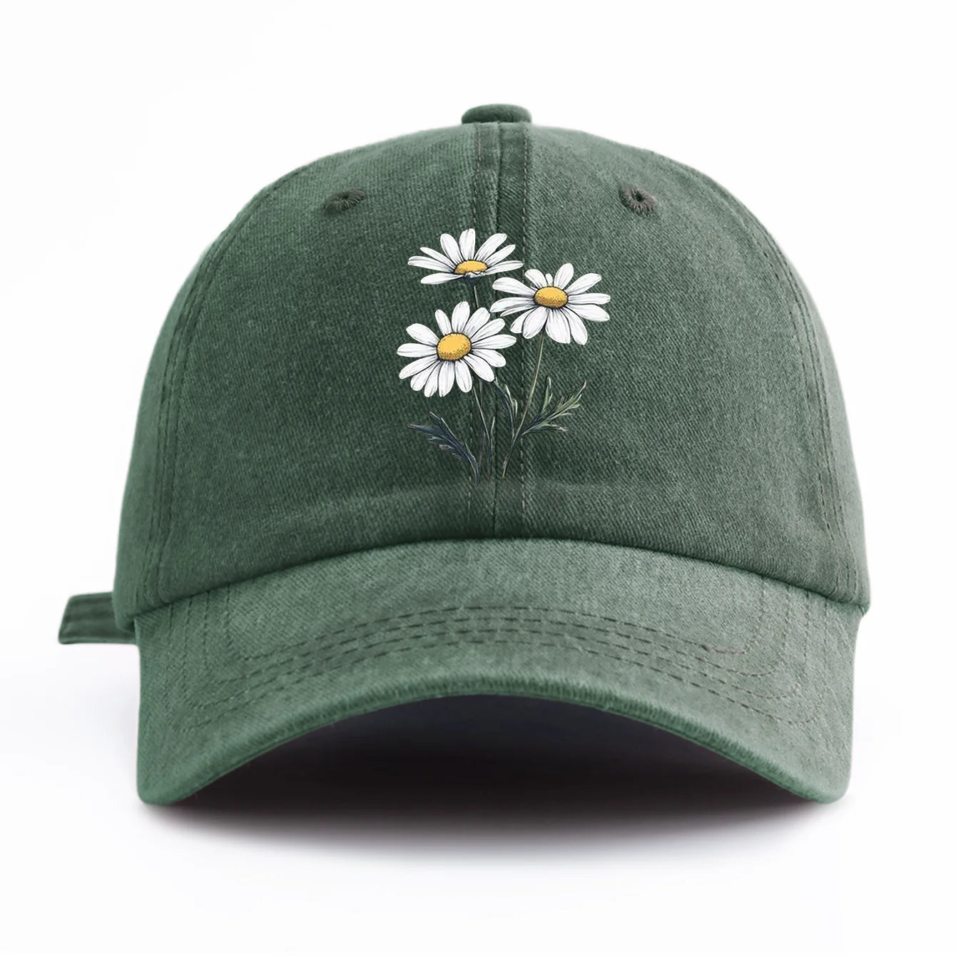 Flower Print Washed Baseball Cap For Adults, Minimalist Retro Style Casual Soft
