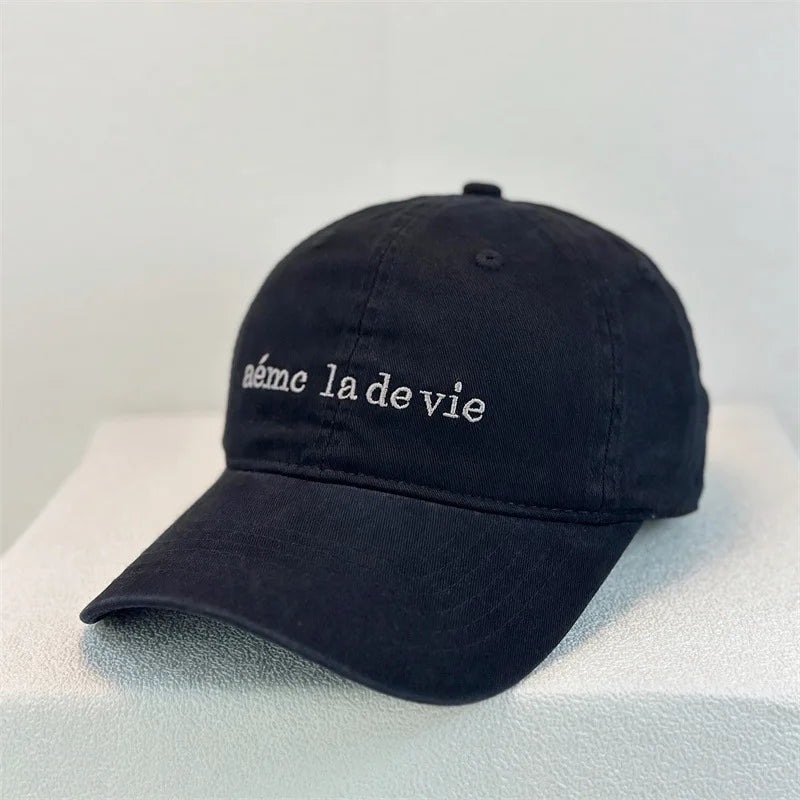 Korean Minimalist Letter Embroidery Soft Crown Baseball Cap