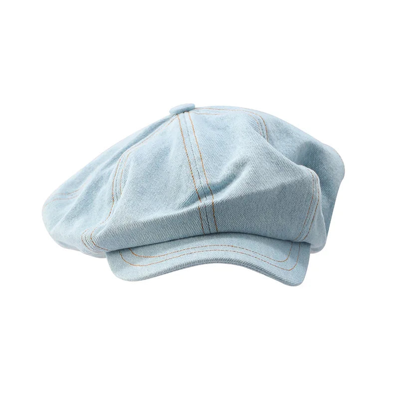 Y2K Big Size Women Girl Berets Hat Gothic Punk Denim Beret Hats