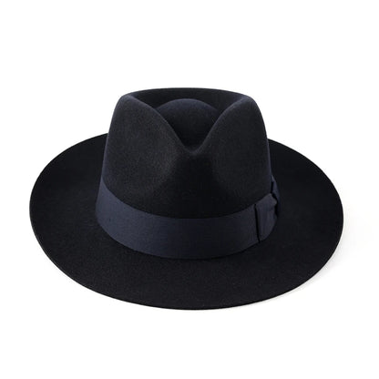 New British 100% Wool Felt Hat Men Fedora Big Size Raw Edge Brim Satin Lined Gangster Hat