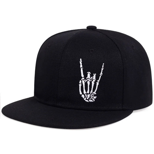 Finger Embroidery Snapback Cap Cotton