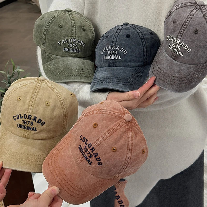 Retro Colorado Letter Embroidery Baseball Caps Spring Summer Cotton For Kids
