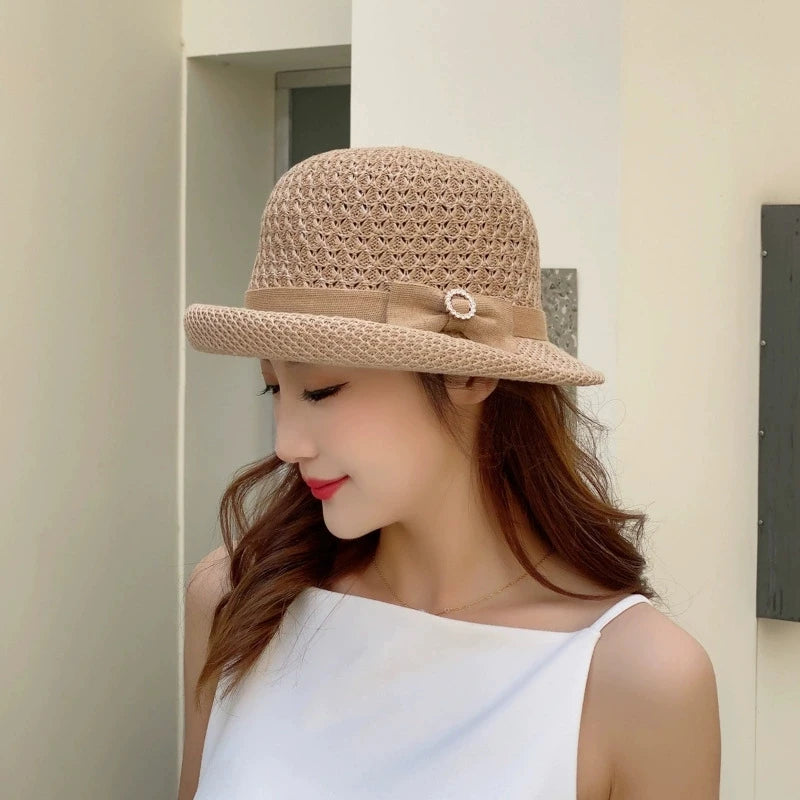 Summer Sun Protection Hat French-Style Rolled-Brim Sun Hat