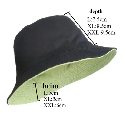 Bucket Hats Women Big Size Double-sided Fisherman Cap Summer Large Size Hip Hop