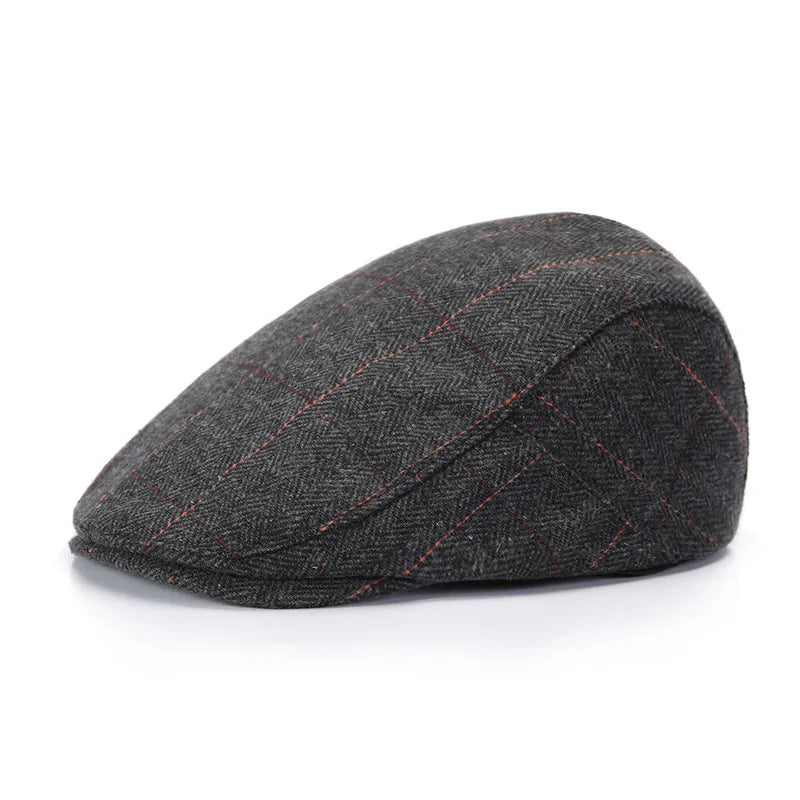 Herringbone Beret Men's Casual Peaked Cap British Women's