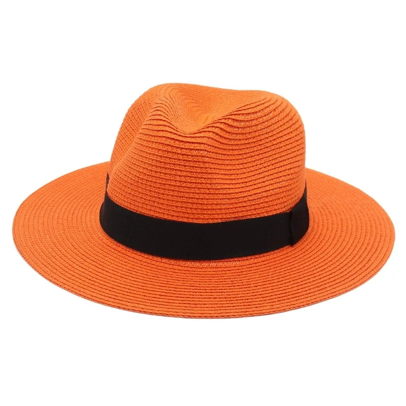 Spring And Summer Hot Selling Panama Straw Hat Square Black Ribbon Korean Style Hat