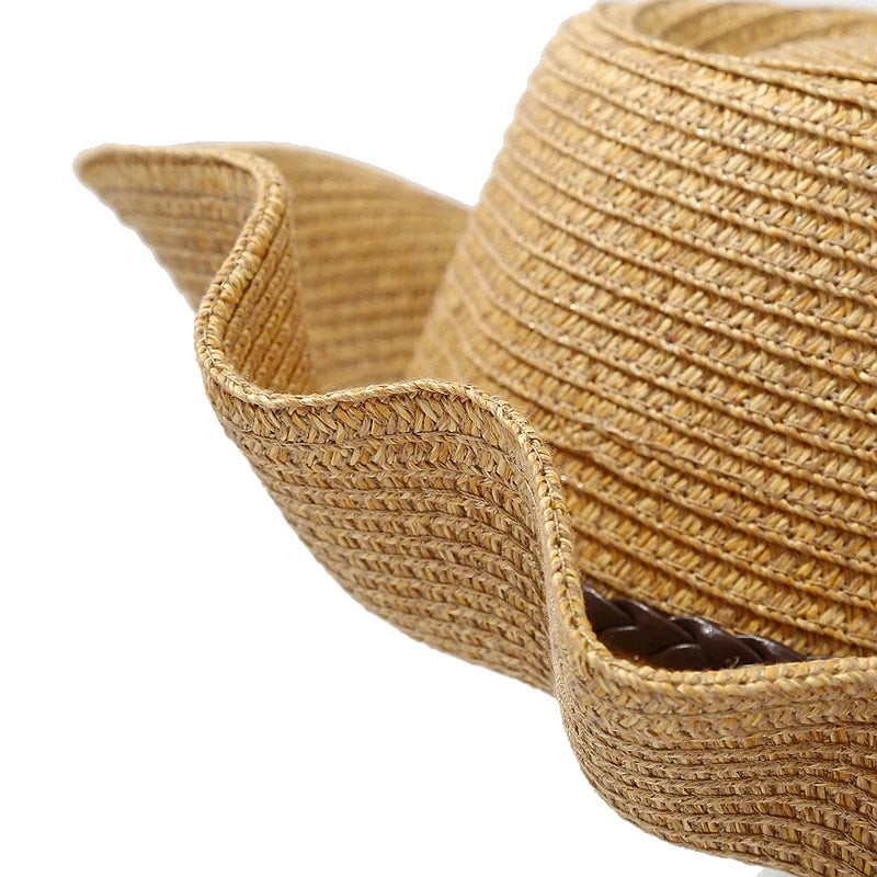 Summer UPF50+ Wide Brim Sun Hat Outdoor Western Cowboy Fisherman Cap