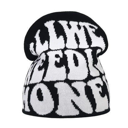 Y2K Letter Knitted Winter Autumn Beanie Cap Men Women