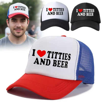 Letter Printing I Love Titties And Beer Hats