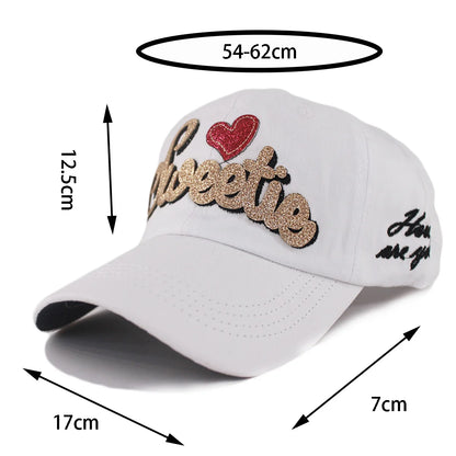 Adult Women's Summer Fashion Sunscreen Snapback Baseball Cap Outdoor Sport Letter Embroidery Hat