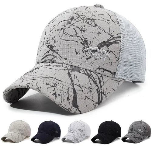 Men Women Camo Stone Print Mesh Trucker Cap