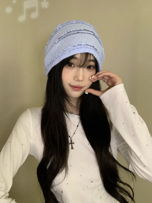 Women's Retro Checked Distressed Beanie Soft, Durable, Breathable