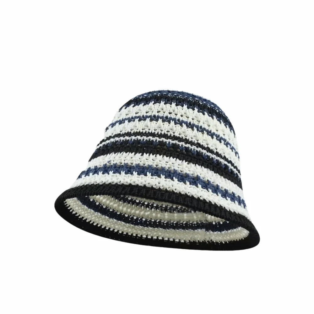 Fashion Striped Knitted Hollow Fisherman Hat