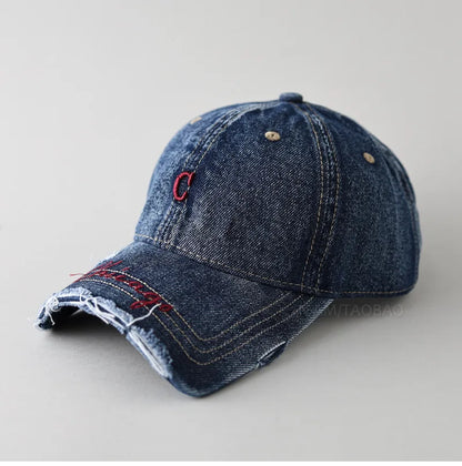 Washed Denim Baseball Cap Unisex Chicago