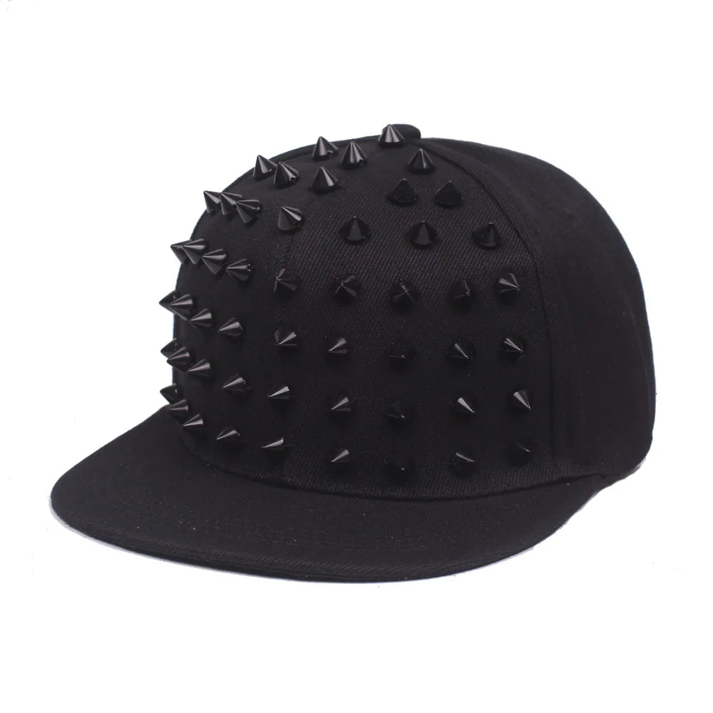 Men and Women's Rivet Flat Hat, Punk Rock, Hip Hop Stud Snapback Caps, Male, Female, Youth, Teenagers, Boys, Girls