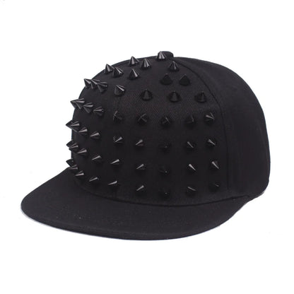 Men and Women's Rivet Flat Hat, Punk Rock, Hip Hop Stud Snapback Caps, Male, Female, Youth, Teenagers, Boys, Girls