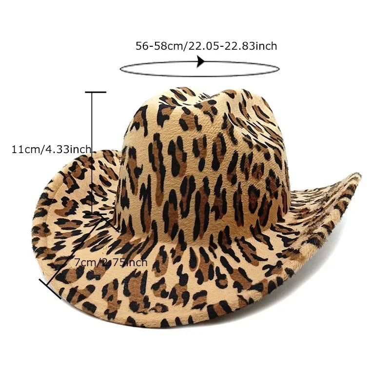 Western Style Leopard Cow Print Sun Hat Women's