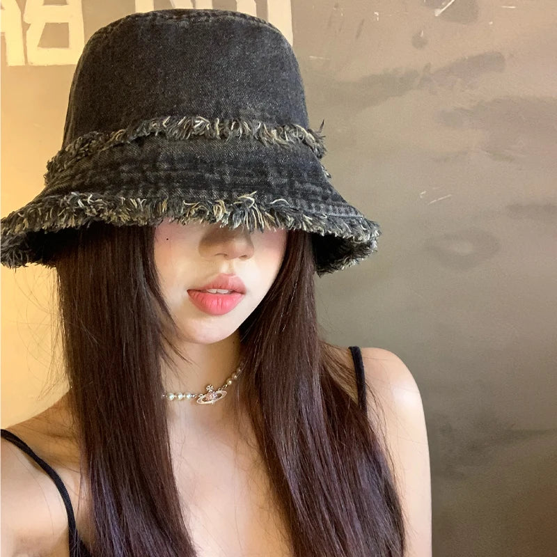 Japanese Washed Rough Edge Denim Bucket Hat