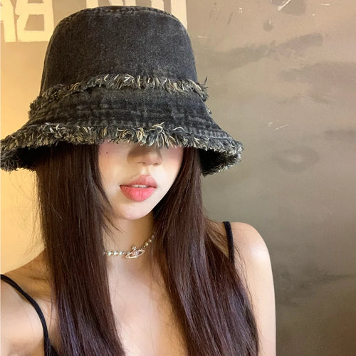 Japanese Washed Rough Edge Denim Bucket Hat