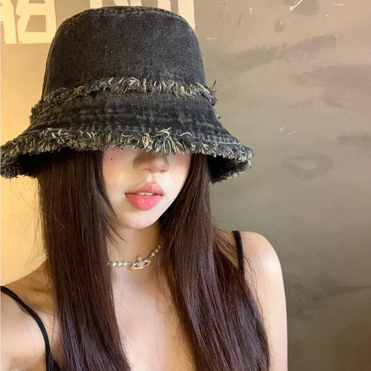 Japanese Washed Rough Edge Denim Bucket Hat
