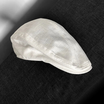 Spring Summer Linen Newsboy Cap New White Breathable Beret Men's Women's