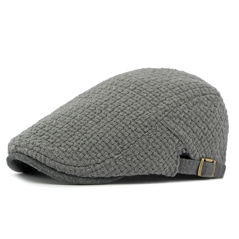 Autumn Flat Peaked Cap For Men Solid Knit Beret Hat Women