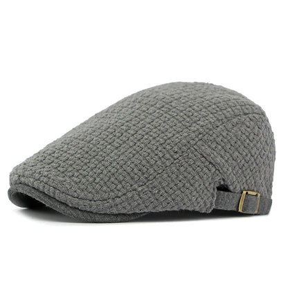 Autumn Flat Peaked Cap For Men Solid Knit Beret Hat Women