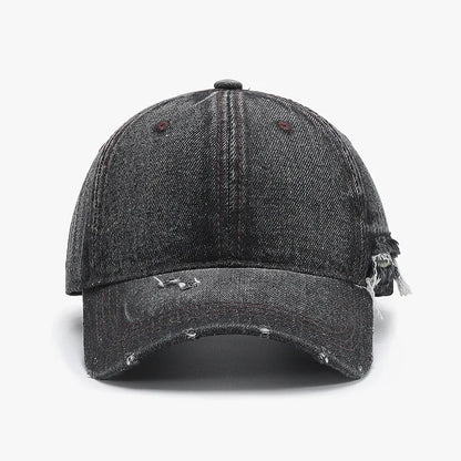 Denim Baseball Cap For Men Cotton Hats Distressed Ripped Large Caps