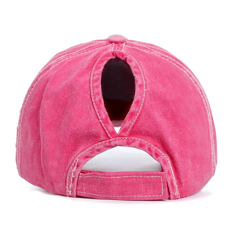 Fashion Women Ponytail Cap Sequins Fitve-Star Hole Design Baseball Cap Female