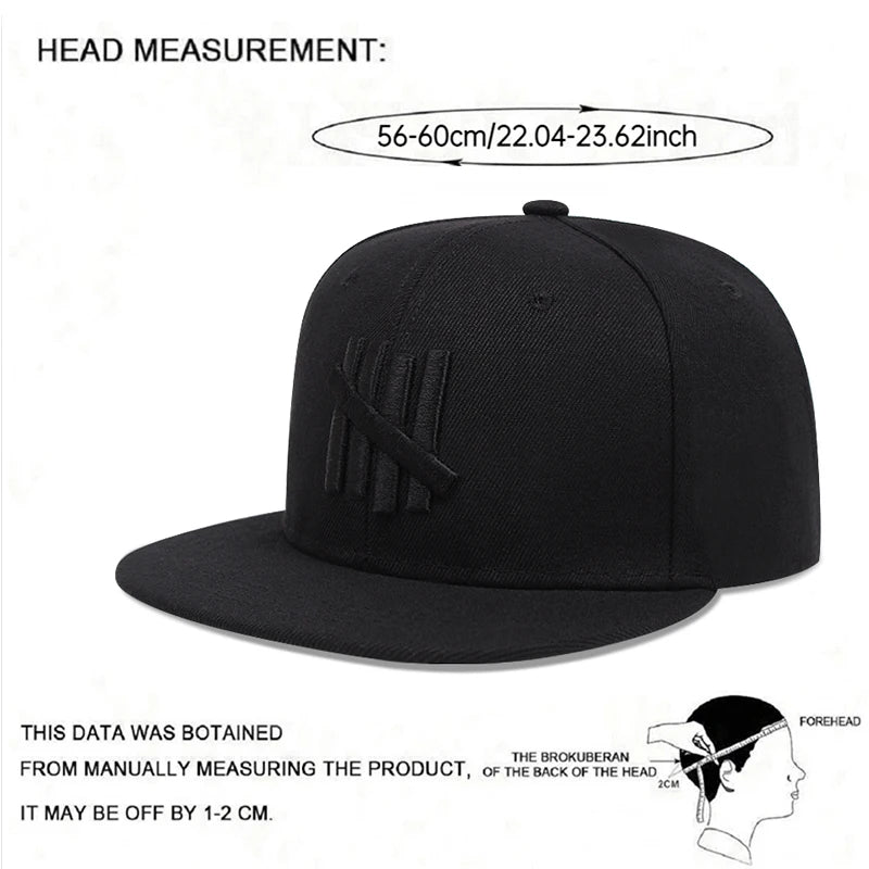 New Five Bar Embroidered Simple Classic Flat Edge Hat Street Hip Hop Hat Outdoor Sunshade Hat Baseball Hat
