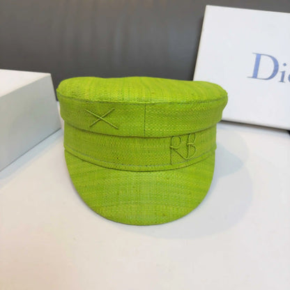 Cap Newsboy Caps Women Raffia Straw Flat Top Caps