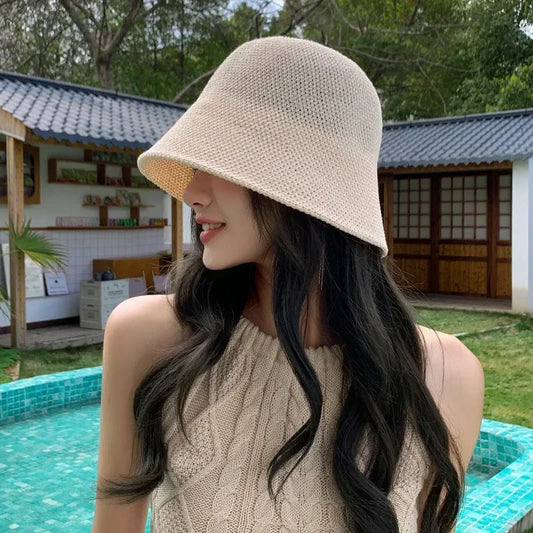 Ladies' Fisherman's Hat Spring Summer Hollow Thin Folding Bucket Hat