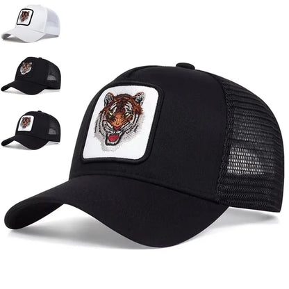 Unisex Tiger Embroidery Baseball Net Caps