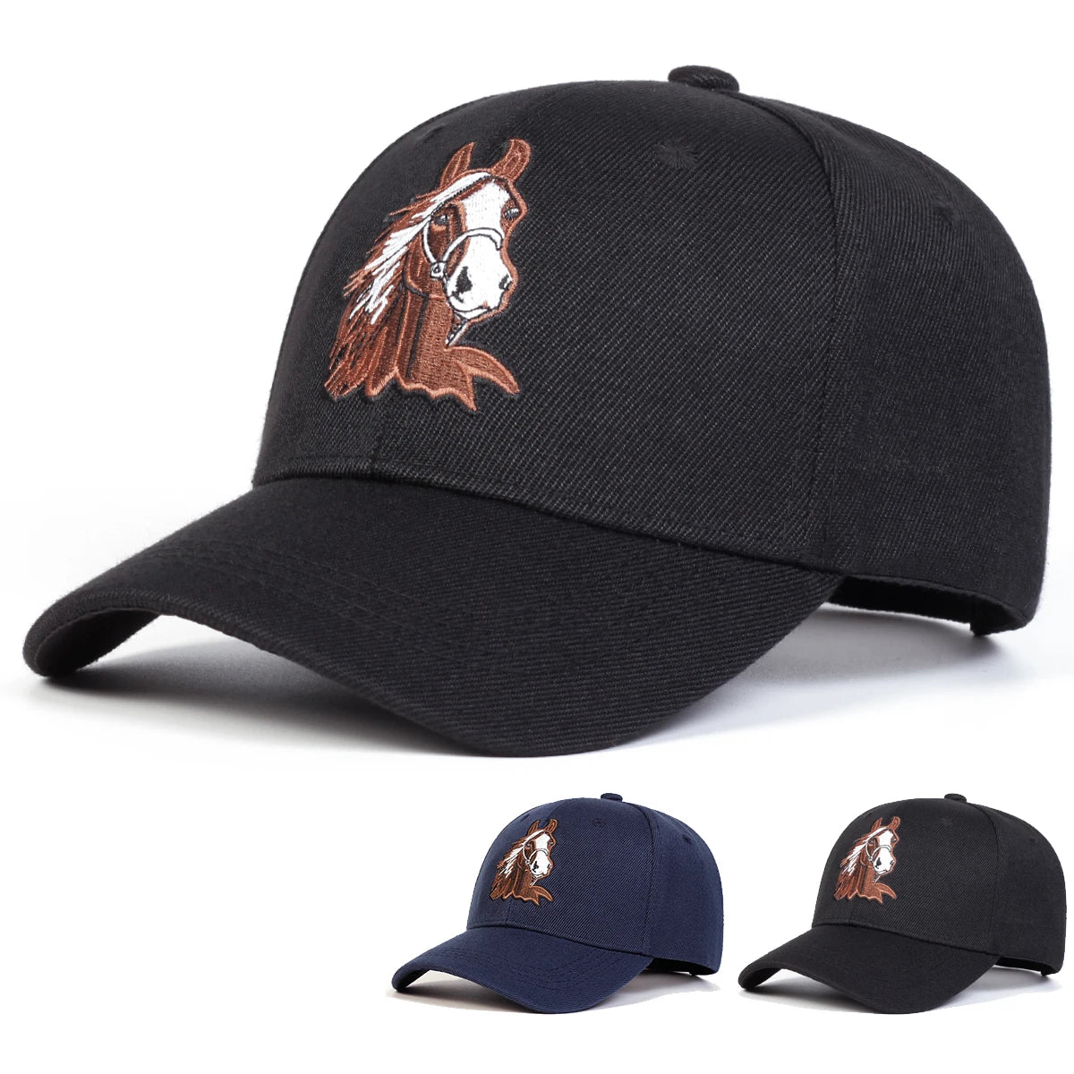 Unisex Horse Embroidery Baseball Caps Spring Autumn Outdoor Adjustable
