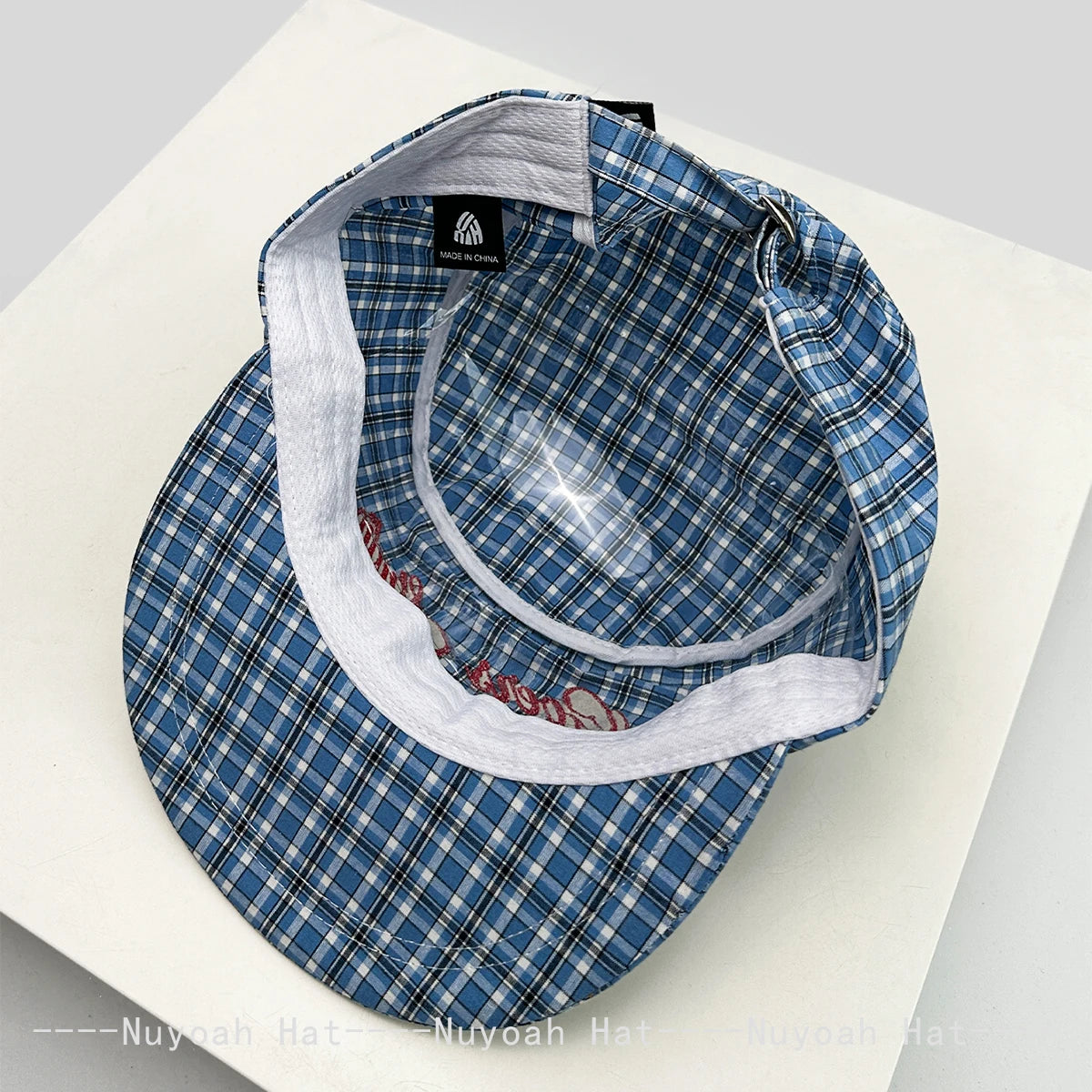 Korean Plaid Embroidered Letters Baseball Hats
